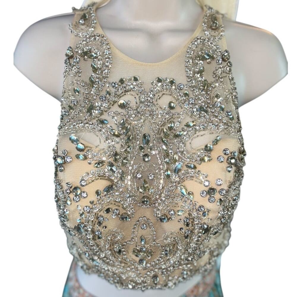 NWOT Revolve Crystal Encrusted on Nude Sleeveless Choli or Evening Crop Top sz 6